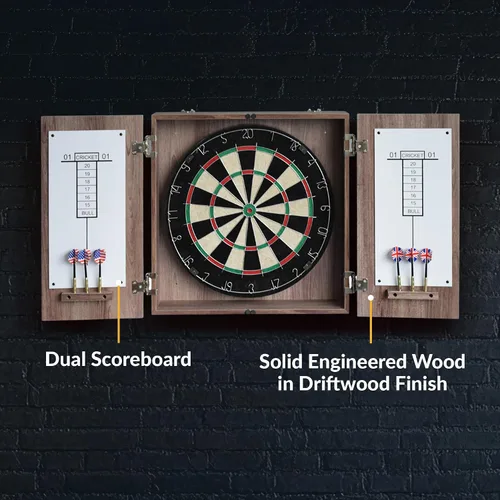 Vista 7 de Hathaway Winchester - Juego de diana y gabinete Driftwood