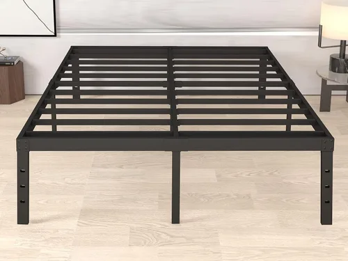 Vista 19 de Marco de cama de plataforma de metal doble de 14 pulgadas con Resistente, no necesita somier, sin ruido, fácil montaje, estilo contemporáneo, negro