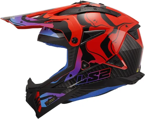 Vista 2 de LS2 Helmets Gate II - Casco integral para motocicleta MX Brillo lavado rojo/azul/morado