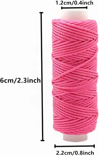 Vista 2 de Hilo de cera de 12 colores, cuerdas enceradas de poliéster y cuero, hilo de coser para macramé, encuadernación, pulseras de bricolaje, proyectos