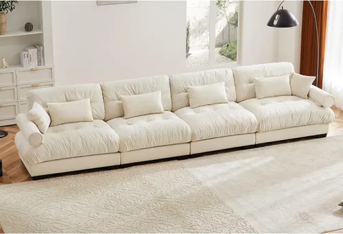 Vista 38 de Sofá modular de terciopelo con botones en L, sofá modular reversible de esquina de 2 plazas, sofá biplaza y otomano, combinación gratuita de 93.7