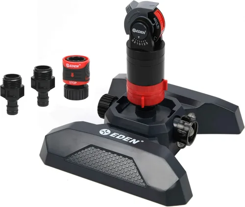 Vista 2 de Eden 94124 Aspersor de accionamiento de engranajes turbo de varios patrones más sistema de nebulización y aspersor turbo oscilante para patio grande