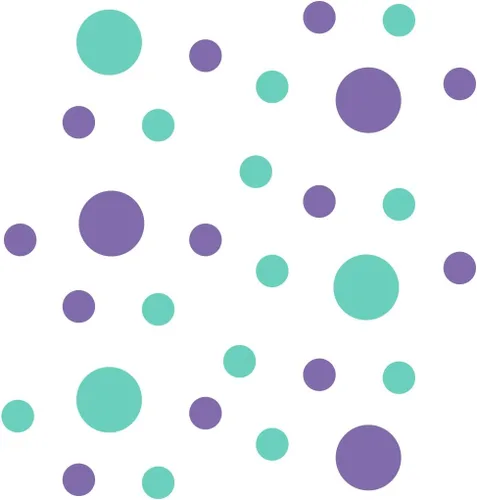 Vista 3 de Juego de 30 calcomanías de vinilo para pared, diseño de círculos verde lavanda/menta