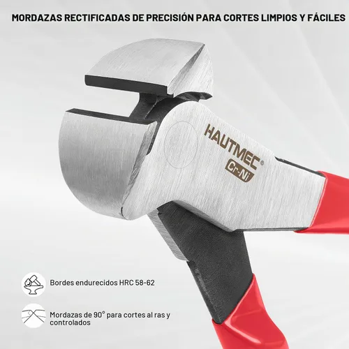 Vista 3 de HAUTMEC Pinzas extractoras de 7 pulgadas, alicates de corte final de acero CR-Ni con agarre antideslizante, herramienta removedora de uñas