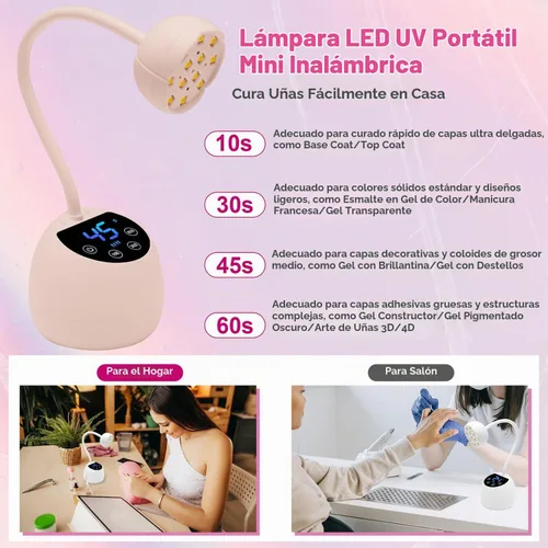 Vista 7 de CGBE Lámpara de uñas LED UV, mini lámpara de uñas de curación flash Rosa