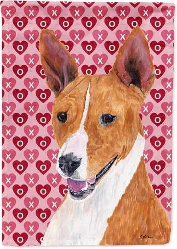 Vista 225 de Caroline's Treasures SS4484GF Bandera de jardín con diseño de bulldog inglés y corazones para el Día de San Valentín, bandera decorativa para patio