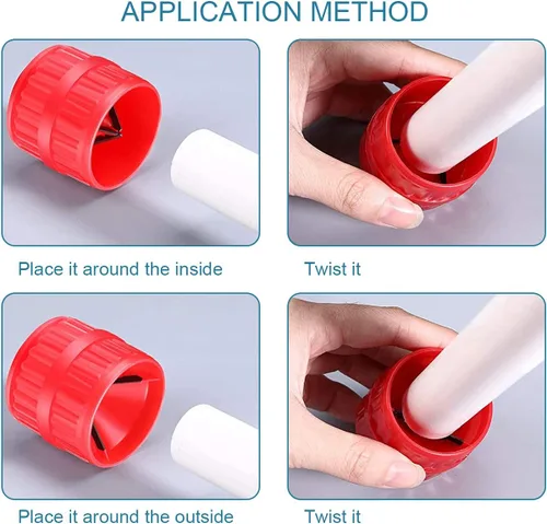 Vista 5 de 2 Piezas de escariador interno-externo rojo para tubos y tubos, herramienta de chaflán para tubos de PVC/PPR/Cobre/Latón/Aluminio