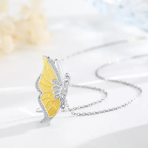 Vista 3 de Collares de mariposa para mujer de plata de ley 925 con dije de mariposa, collar de mariposa, regalos para niñas