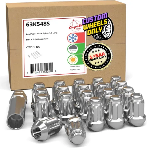 Vista 24 de Wheel Accessories Parts 20 piezas de tuercas de llanta M14x1.5, rosca de 14x1.5, tuerca de seguridad tipo bellota, 1.4" de largo, negras Negro