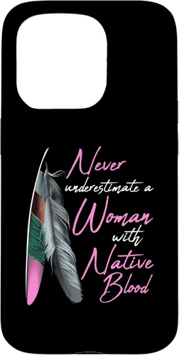 Vista 14 de Funda para iPhone 17 con texto en inglés "Native American Indian A Woman with Native Blood