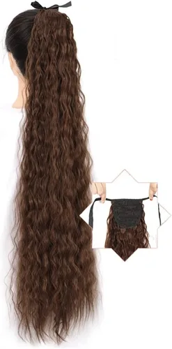 Vista 14 de HIHELO 1 paquete de extensiones de cola de caballo largas onduladas sintéticas naturales con cordón de extensión de cola de caballo para mujer 005