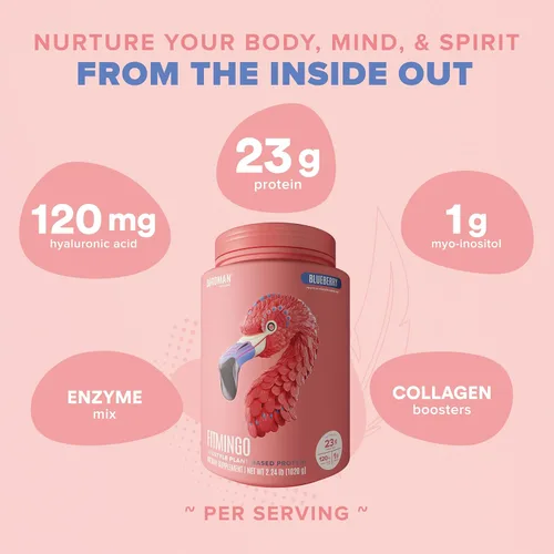 Vista 4 de BIRDMAN Fitmingo Proteína vegana en polvo con inositol, potenciadores de colágeno, ácido hialurónico y vitaminas Bajo en carbohidratos, sin