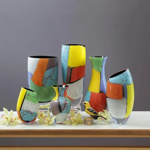 Vista 5 de Ca D Oro - Jarrón de cristal de color con astillas sopladas a mano de Murano - Modelo 333 MS