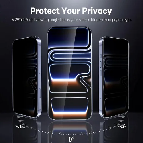 Vista 3 de [Paquete de 3+3] Protector de pantalla de privacidad para iPhone 17 Pro y protector de lente de cámara Transparente HD Vidrio templado 9H