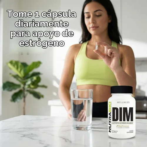 Vista 6 de NutraBio Suplemento DIM, apoya el equilibrio de estrógenos, 100 mg - 60 cápsulas vegetales
