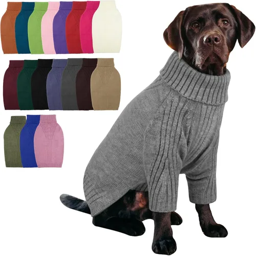Vista 60 de IECOii Suéter de perro salchicha de cuello alto para perros pequeños, medianos y hembras, elástico y transpirable, abrigo de punto cálido, para Negro