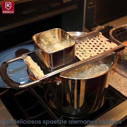 Vista 3 de Fabricante de Spaetzle de acero inoxidable de grado premium con mango de agarre cómodo, fabricante tradicional de fideos de huevo alemán
