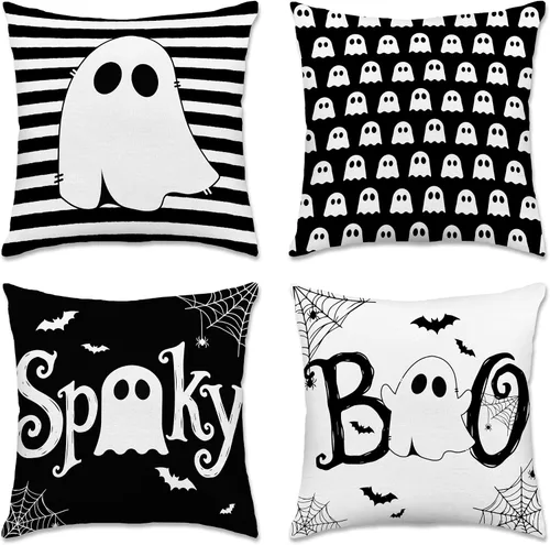 Vista 30 de pinata Juego de 4 fundas de almohada de otoño de 18 x 18 pulgadas