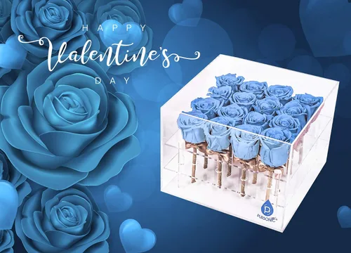 Vista 2 de Pursonic Rosas preservadas 100% naturales de primera calidad, duran al menos 1 año (azul bebé, 16)