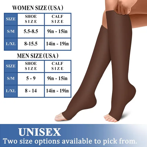 Vista 6 de CHARMKING 3 pares de calcetines de compresión de punta abierta para mujeres y hombres, circulación de 15-20 mmHg es el mejor apoyo para uso durante