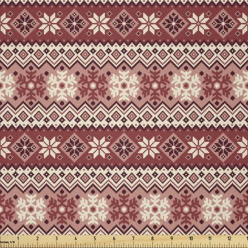 Vista 30 de Ambesonne Tela Navideña por Yarda, Tema Navideño Colorido Vivo Piñas de Pino Ramas Hombre de Jengibre Imagen de Bayas Estampada, Tela de Punto