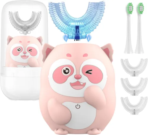 Vista 7 de Cepillo de dientes eléctrico para niños, cepillo de dientes en forma de U, cepillo automático sónico para niños con 5 cabezales de cepillo, 6 modos