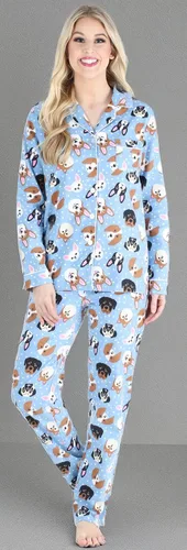 Vista 5 de PajamaMania - Pijama de franela de algodón, con manga larga y botones, para mujer