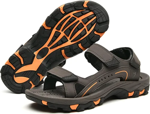 Vista 7 de NRNHI Chanclas de playa para hombre, soporte de arco, informales, antideslizantes, atléticas, para caminar, senderismo, sandalias de cuero