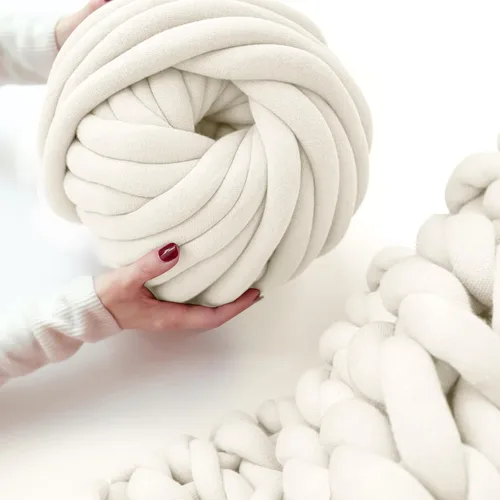 Vista 8 de Hilo para tejer con los brazos para hilo grueso, ganchillo tubular gigante para hacer mantas DIY, tejido a mano con nudos trenzados, manta lavable