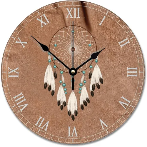 Vista 13 de ArogGeld Reloj de pared grande de madera para decoración de guardería, funciona con pilas, 12 pulgadas, silencioso, arco iris, bohemio, reloj