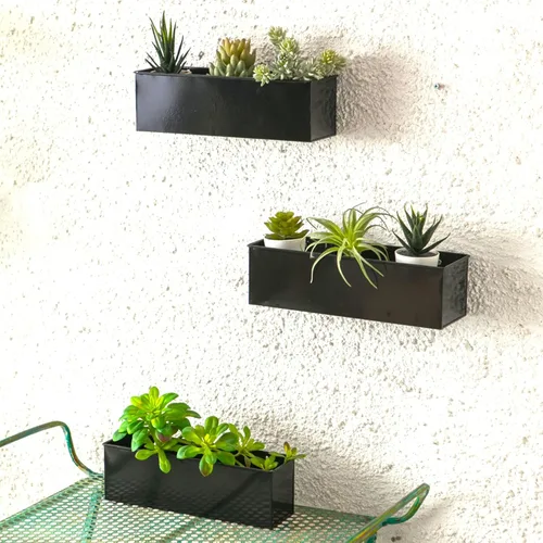 Vista 9 de LaLaGreen Maceta de Pared (Paquete de 3, 14 Pulgadas) Macetas Grandes de Montaje en Pared para Suculentas Blancas, Maceta Colgante de Metal
