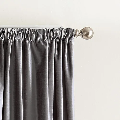 Vista 4 de Cortinas DKNY Modernas con Nudos de Terciopelo Forrado, Paneles Pares, 108", Carbón Gris antracita