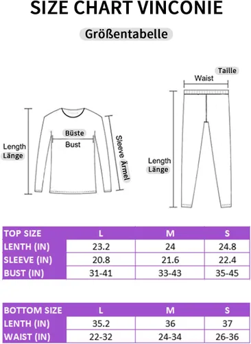 Vista 6 de Ropa interior térmica para mujer Térmicas largas Johns Set cuello redondo capa base ligera suave