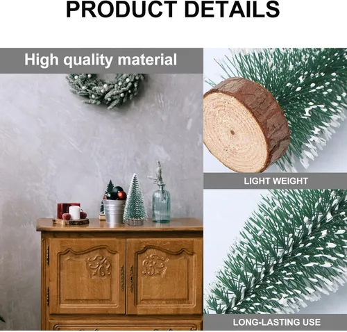 Vista 7 de Yardwe 18 piezas de mini árboles de Navidad artificiales de nieve helada árboles de Navidad botella de cepillo árboles para decoración de mesa