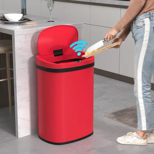 Vista 8 de Bote de basura automático de 50 l/13 galones para el hogar y la cocina, cubo de basura grande de acero inoxidable con sensor de movimiento