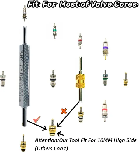 Vista 7 de Kit surtido de núcleo de válvula de aire acondicionado de automóvil, 100 unidades, herramienta de extracción de núcleo de válvula de CA, A/C R12