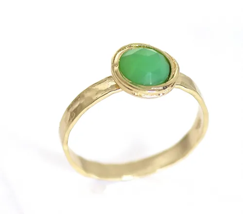 Vista 5 de Anillo de oro de piedras preciosas, anillo de piedra chapada en oro de 14 quilates, anillo de piedra apilable, anillo de oro de piedra pequeña