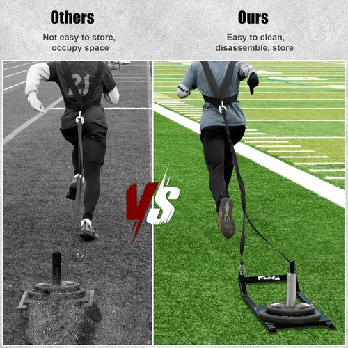 Vista 6 de GanFindX Trineo de pesas, trineo de entrenamiento, entrenamiento de fuerza para ejercicio atlético y mejora de velocidad, adecuado para discos