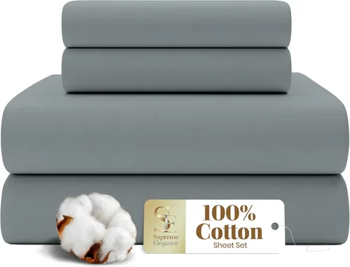 Vista 14 de SUPREME ELEGANCE Juego de sábanas de cama individual 100% algodón - Blanco ártico, ropa de cama de percal de 3 piezas, sábanas transpirables frescas