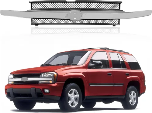 Vista 8 de Parrilla delantera compatible con Chevrolet 2002-2005 Trailblazer Negro Gris Rejilla delantera para Chevrolet 2002-2005 Trailblazer, verifica