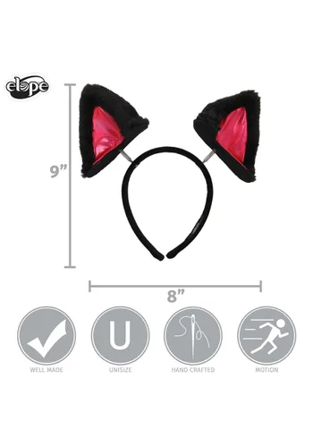 Vista 5 de Diadema con Orejas de Gato de Peluche Negro Saltarinas Multicolor