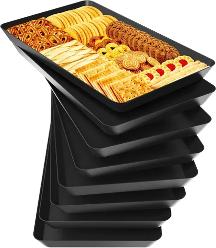 Vista 13 de WOWBOX 4 bandejas de servir para entretenimiento, platos para servir aperitivos, frutas, galletas, postres, bandejas de plástico reutilizables