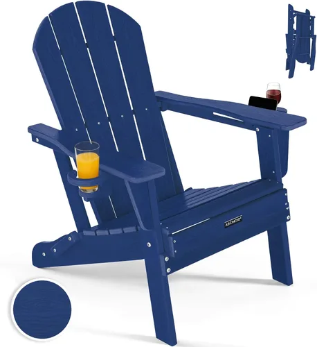 Vista 12 de Sillas Adirondack plegables – Silla Adirondack de plástico con soporte para tazas, sillas para exteriores resistentes a la intemperie