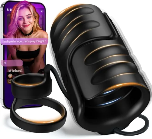 Vista 14 de Juguetes sexuales masculinos para hombres, masturbador masculino, vibrador de entrenamiento de pene con control por app, juguete sexual vibrador