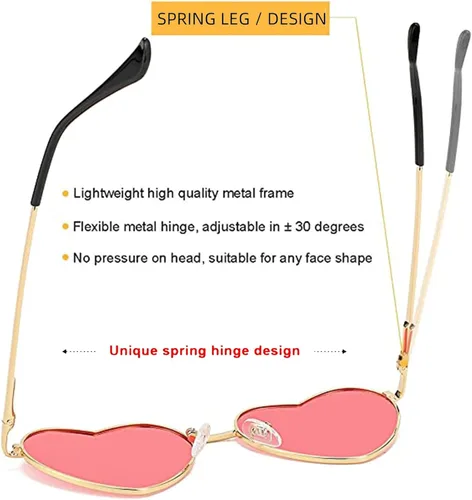 Vista 5 de EYLRIM Gafas de sol polarizadas en forma de corazón para mujer, con bonito marco de metal, 100% protección UV