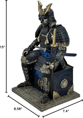 Vista 10 de LOOYAR Estatua de guerrero samurai antiguo medieval zombi de resina, figura decorativa artesanal para sala de estar, porche, oficina, escritorio