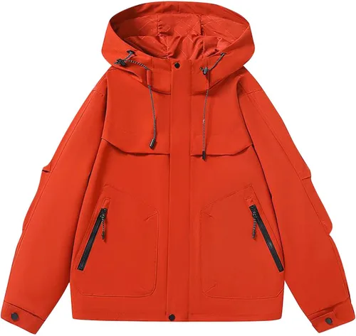 Vista 8 de Chaqueta impermeable con capucha para hombre, senderismo, camping, esquí, snowboard, cortavientos, ligera, otoño e invierno