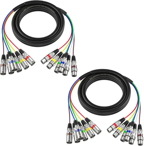 Vista 11 de EBXYA Cables XLR de serpiente de 3 pies de 4 colores, cable de micrófono XLR macho a hembra de 4 canales, para grabación en vivo, estudios
