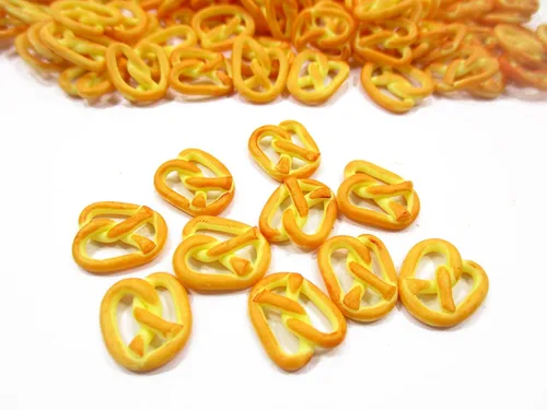 Vista 3 de Lote 20 Pretzel Suelto Panadería Pan Casa de Muñecas Miniaturas Alimentos Suministro 12156 Handmade clay bakery treats group lot, loose mini 20