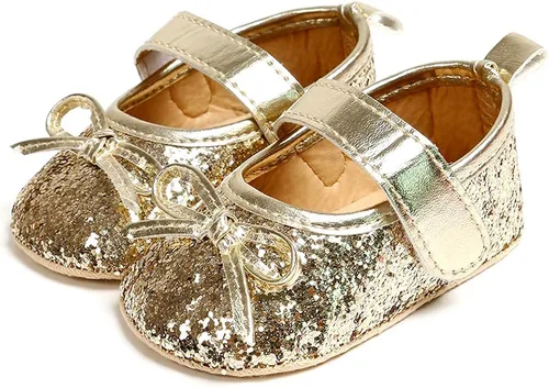Vista 5 de Antheron Baby Girls Mary Jane Flats - Mocasines para bebé con suela suave, diseño floral brillante